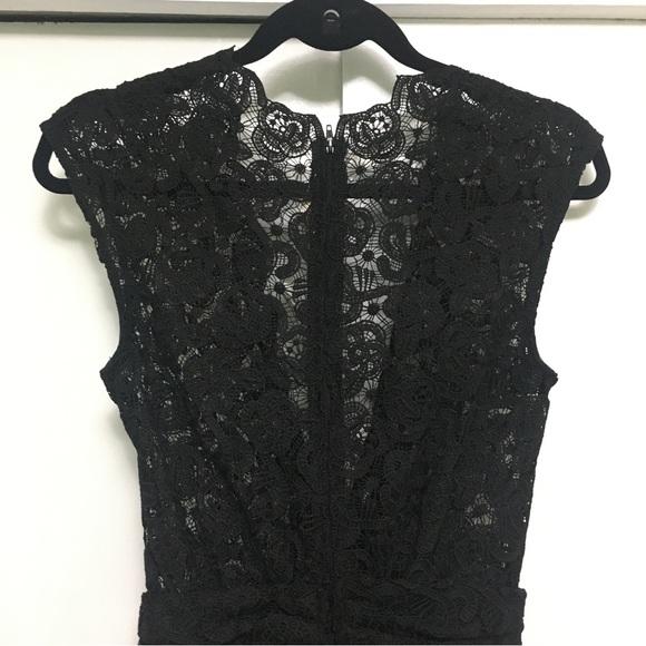 H&M Black Lace Jumpsuit Sheer (lined shorts) plunging neckline so sexy size 4 - Picture 4 of 13